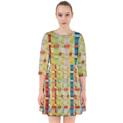 Woven Pattern Background Yellow Smock Dress by Simbadda