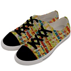 Woven Pattern Background Yellow Men s Low Top Canvas Sneakers by Simbadda