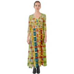 Woven Pattern Background Yellow Button Up Boho Maxi Dress by Simbadda