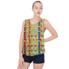 Woven Pattern Background Yellow Bubble Hem Chiffon Tank Top