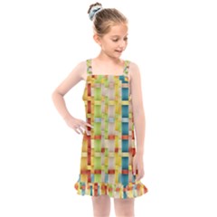 Woven Pattern Background Yellow Kids  Overall Dress