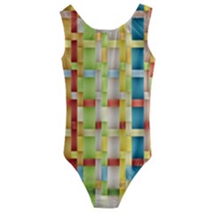 Woven Pattern Background Yellow Kids  Cut-out Back One Piece Swimsuit