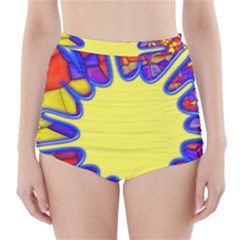 Embroidery Dab Color Spray High-waisted Bikini Bottoms by Simbadda