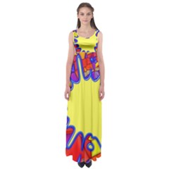 Embroidery Dab Color Spray Empire Waist Maxi Dress by Simbadda