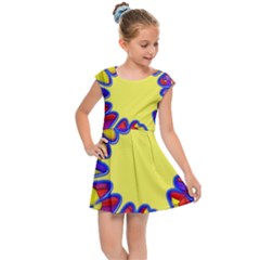 Embroidery Dab Color Spray Kids Cap Sleeve Dress by Simbadda