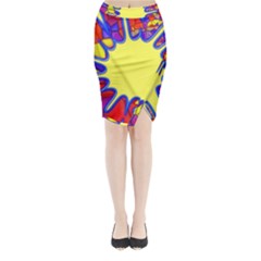 Embroidery Dab Color Spray Midi Wrap Pencil Skirt by Simbadda