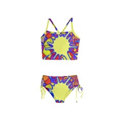 Embroidery Dab Color Spray Girls  Tankini Swimsuit by Simbadda