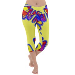 Embroidery Dab Color Spray Lightweight Velour Capri Yoga Leggings by Simbadda