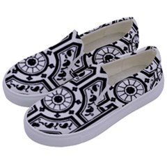 Monastic Antique Scroll Fruit Kids  Canvas Slip Ons by Simbadda