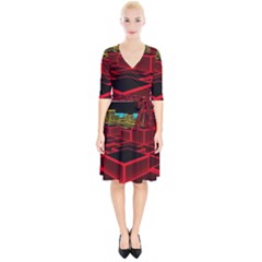 3d Abstract Model Texture Wrap Up Cocktail Dress by Simbadda