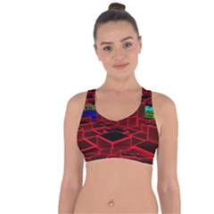 3d Abstract Model Texture Cross String Back Sports Bra by Simbadda