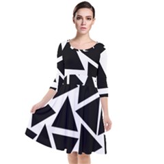 Black Triangle Quarter Sleeve Waist Band Dress