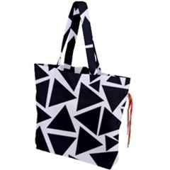 Black Triangle Drawstring Tote Bag