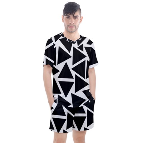 Black Triangle Men s Mesh Tee And Shorts Set by Simbadda