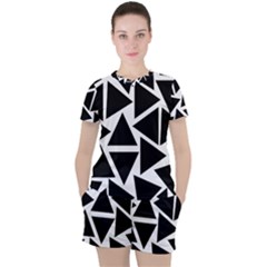 Black Triangle Women s Tee And Shorts Set