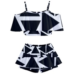 Black Triangle Kids  Off Shoulder Skirt Bikini by Simbadda