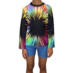 Color Background Structure Lines Kids  Long Sleeve Swimwear by Simbadda