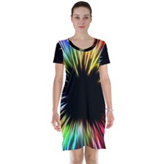 Color Background Structure Lines Short Sleeve Nightdress by Simbadda