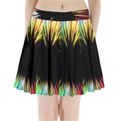 Color Background Structure Lines Pleated Mini Skirt by Simbadda