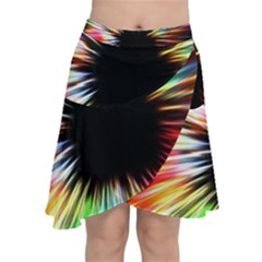 Color Background Structure Lines Chiffon Wrap Front Skirt by Simbadda