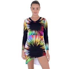 Color Background Structure Lines Asymmetric Cut-out Shift Dress by Simbadda