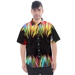 Color Background Structure Lines Men s Short Sleeve Shirt