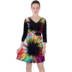 Color Background Structure Lines Ruffle Dress