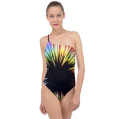 Color Background Structure Lines Classic One Shoulder Swimsuit