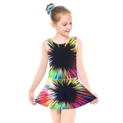 Color Background Structure Lines Kids  Skater Dress Swimsuit