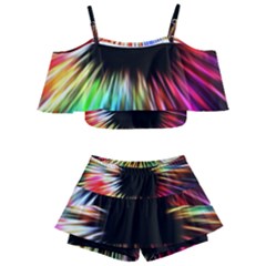 Color Background Structure Lines Kids  Off Shoulder Skirt Bikini by Simbadda