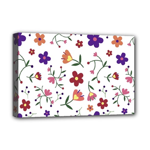 Flowers Pattern Texture Nature Deluxe Canvas 18  X 12  (stretched) by Simbadda