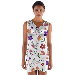 Flowers Pattern Texture Nature Wrap Front Bodycon Dress