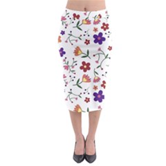 Flowers Pattern Texture Nature Midi Pencil Skirt by Simbadda