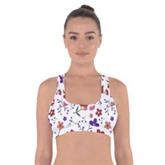 Flowers Pattern Texture Nature Cross Back Sports Bra by Simbadda