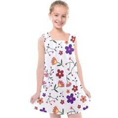 Flowers Pattern Texture Nature Kids  Cross Back Dress by Simbadda