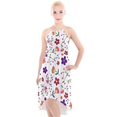 Flowers Pattern Texture Nature High-low Halter Chiffon Dress  by Simbadda