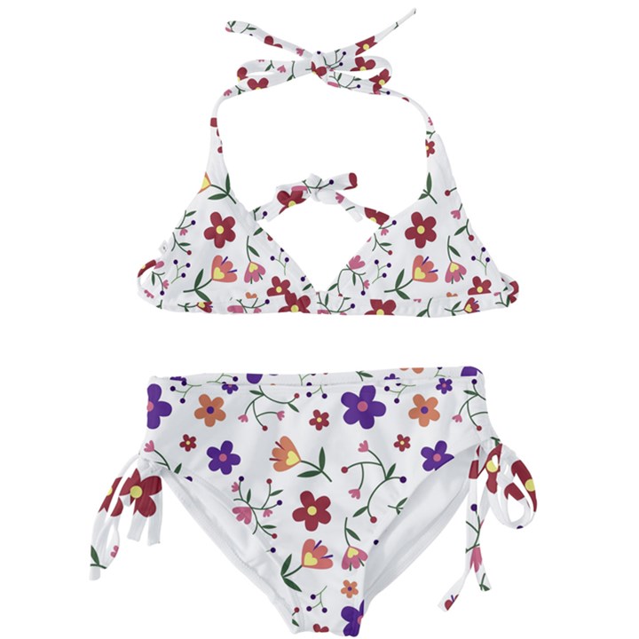 Flowers Pattern Texture Nature Kids  Classic Bikini Set