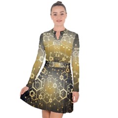 Block Chain Data Records System Long Sleeve Panel Dress by Simbadda