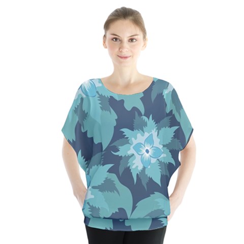 Graphic Design Wallpaper Abstract Batwing Chiffon Blouse by Simbadda