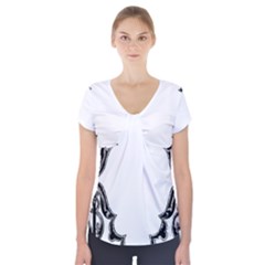 Holbein Antique Scroll Fruit Short Sleeve Front Detail Top by Simbadda