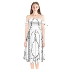 Leighton Floriated Antique Scroll Shoulder Tie Bardot Midi Dress by Simbadda