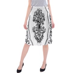 Floriated Antique Scroll Fruit Midi Beach Skirt by Simbadda