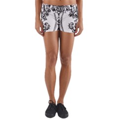 Floriated Antique Scroll Fruit Yoga Shorts by Simbadda