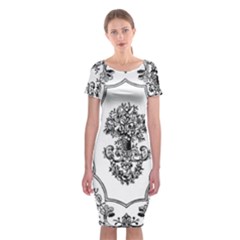 Floriated Antique Scroll Fruit Classic Short Sleeve Midi Dress by Simbadda