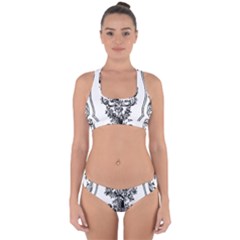 Floriated Antique Scroll Fruit Cross Back Hipster Bikini Set by Simbadda