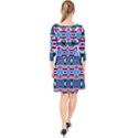 Blue pink shapes rows.jpg                                                         Quarter Sleeve Front Wrap Dress View2