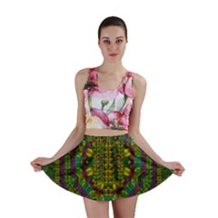 Butterfly Flower Jungle And Full Of Leaves Everywhere Mini Skirt by pepitasart