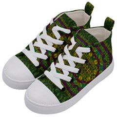 Butterfly Flower Jungle And Full Of Leaves Everywhere Kid s Mid-top Canvas Sneakers by pepitasart