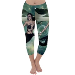 Wonderful Dark Mermaid With Awesome Orca Capri Winter Leggings  by FantasyWorld7