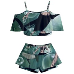 Wonderful Dark Mermaid With Awesome Orca Kids  Off Shoulder Skirt Bikini